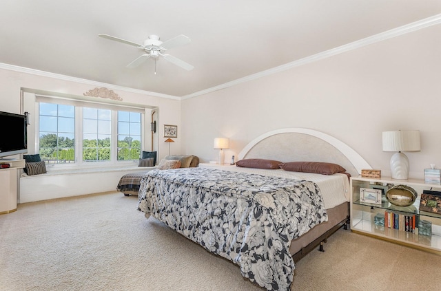 5284 Harvey Rd, Caledonia, IL 61011 - bedroom with crown molding, carpet, and ceiling fan