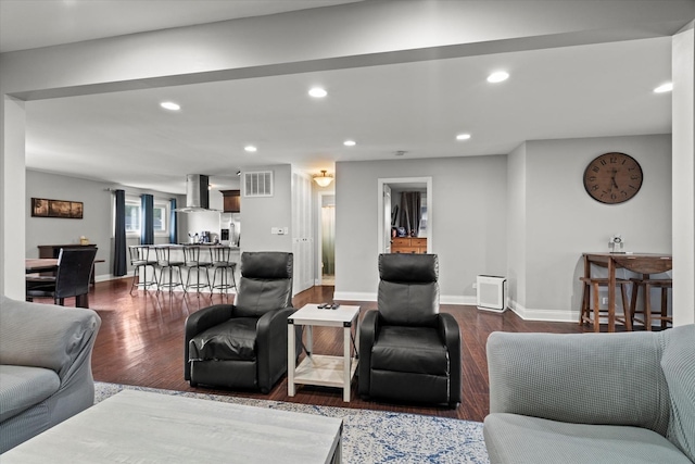 427 Cedarcrest Dr, Streamwood, IL 60107 - living area with dark wood-type flooring, recessed lighting, and baseboards
