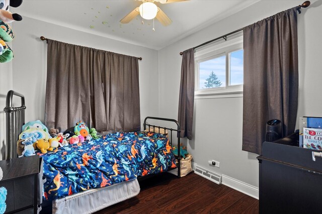 427 Cedarcrest Dr, Streamwood, IL 60107 - bedroom with wood finished floors, baseboards, and ceiling fan