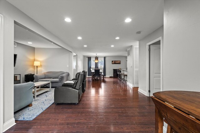427 Cedarcrest Dr, Streamwood, IL 60107 - living room with wood finished floors, recessed lighting, and baseboards