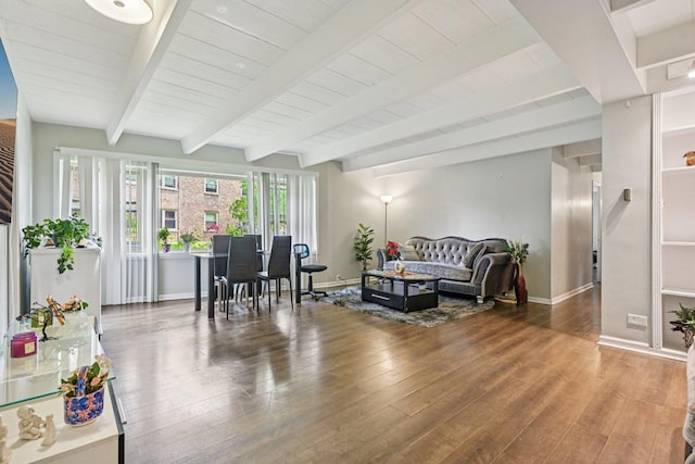 2142 W Rosemont Ave Unit 1A, Chicago, IL 60659 - living area with beamed ceiling and wood finished floors