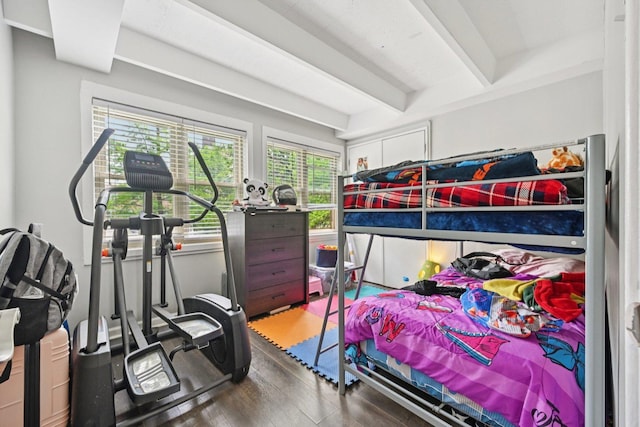 2142 W Rosemont Ave Unit 1A, Chicago, IL 60659 - bedroom featuring wood finished floors and beam ceiling