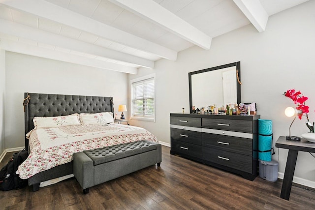 2142 W Rosemont Ave Unit 1A, Chicago, IL 60659 - bedroom with dark wood-type flooring and beamed ceiling