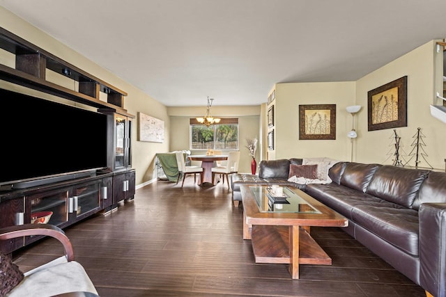 1861 Grosse Pointe Cir, Hanover Park, IL 60133 - living room featuring a chandelier and dark wood-type flooring