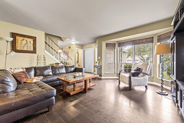 1861 Grosse Pointe Cir, Hanover Park, IL 60133 - living area with stairway and dark wood-style flooring