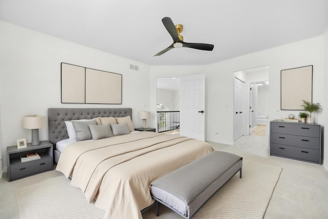 881 Dandridge Ct, Elgin, IL 60120 - bedroom with light colored carpet, ensuite bath, and ceiling fan