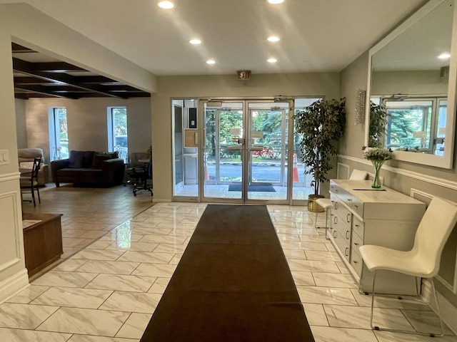 4125 N Keystone Ave Unit 605, Chicago, IL 60641 - building lobby with recessed lighting and beamed ceiling