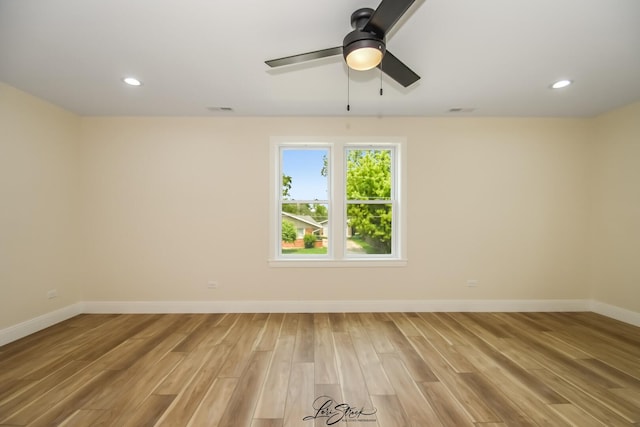 223 E 20th Ct, Lockport, IL 60441 - spare room with light wood-type flooring, a ceiling fan, and recessed lighting