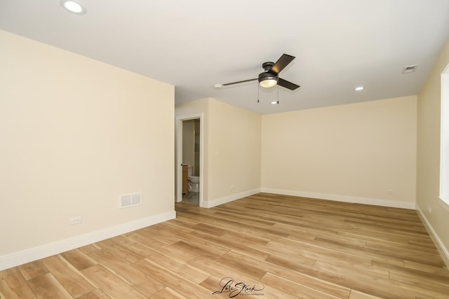 223 E 20th Ct, Lockport, IL 60441 - empty room featuring light wood finished floors, a ceiling fan, and recessed lighting