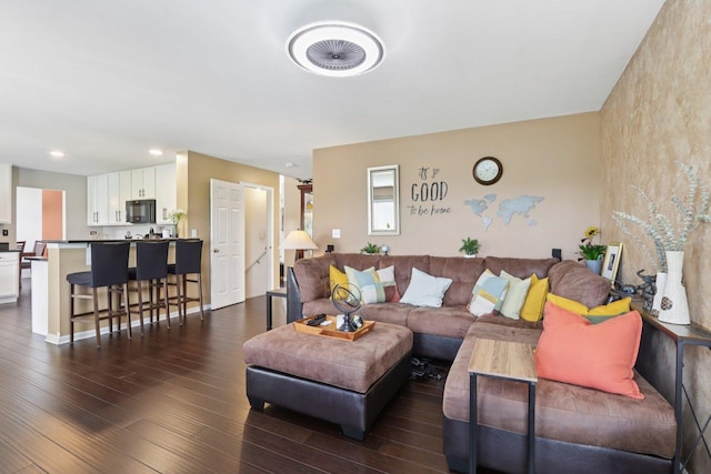 2025 Westbury Ln, Aurora, IL 60502 - living area with dark wood-type flooring and recessed lighting