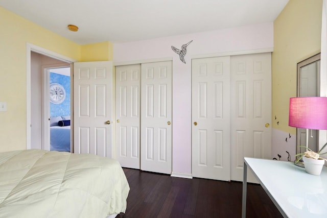 2025 Westbury Ln, Aurora, IL 60502 - bedroom featuring multiple closets and dark wood-type flooring