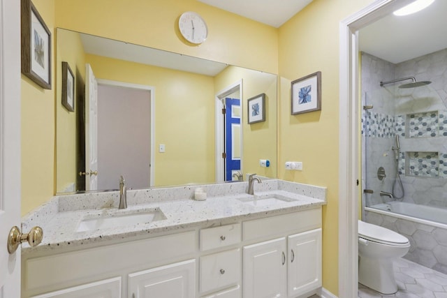 2025 Westbury Ln, Aurora, IL 60502 - bathroom featuring double vanity, tile patterned flooring, and tiled shower / bath combo