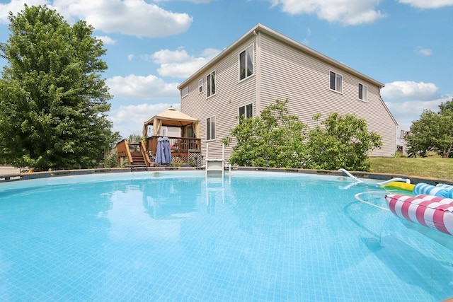 2025 Westbury Ln, Aurora, IL 60502 - outdoor pool with a gazebo and a wooden deck