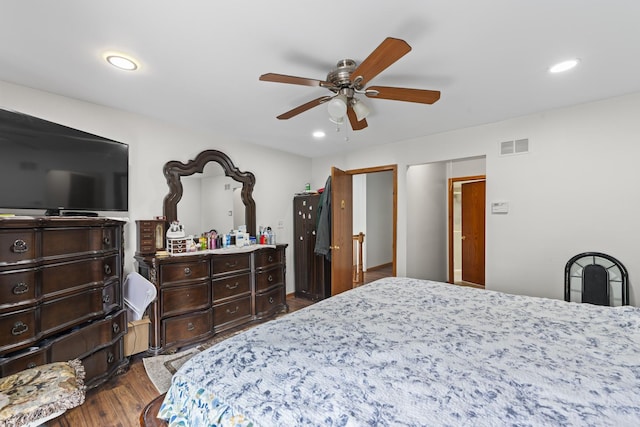 7008 Plymouth Ct Unit 7008, Tinley Park, IL 60477 - bedroom with dark wood-type flooring, recessed lighting, and a ceiling fan
