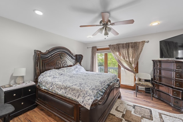 7008 Plymouth Ct Unit 7008, Tinley Park, IL 60477 - bedroom with wood finished floors, access to outside, recessed lighting, and a ceiling fan