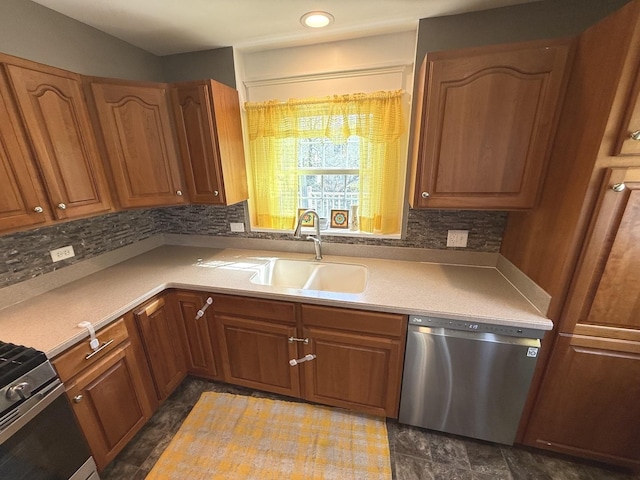 21317 W Shady Ln, Lake Zurich, IL 60047 - kitchen with appliances with stainless steel finishes, backsplash, light countertops, and brown cabinets