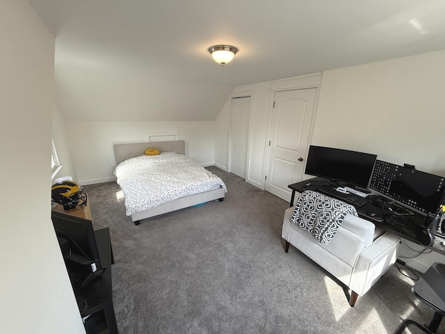 21317 W Shady Ln, Lake Zurich, IL 60047 - carpeted bedroom featuring an office area and vaulted ceiling