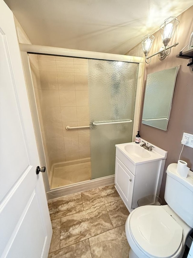 21317 W Shady Ln, Lake Zurich, IL 60047 - bathroom with toilet, vanity, and a stall shower