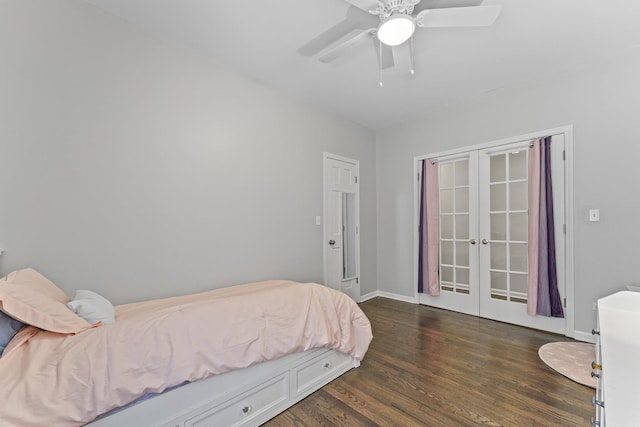 6351 N Glenwood Ave Unit 1S, Chicago, IL 60660 - bedroom featuring french doors, wood finished floors, and ceiling fan