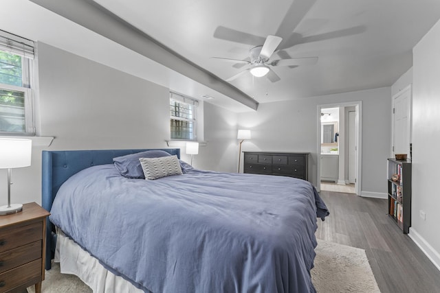 6351 N Glenwood Ave Unit 1S, Chicago, IL 60660 - bedroom featuring wood finished floors, ceiling fan, and connected bathroom