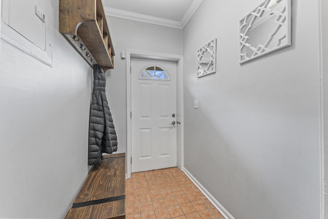 6351 N Glenwood Ave Unit 1S, Chicago, IL 60660 - doorway to outside with crown molding and baseboards