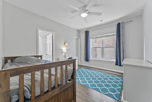 6351 N Glenwood Ave Unit 1S, Chicago, IL 60660 - bedroom with dark wood-type flooring and a ceiling fan