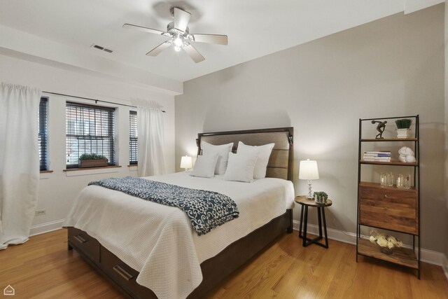 4857 N Drake Ave Unit G, Chicago, IL 60625 - bedroom with wood finished floors and ceiling fan