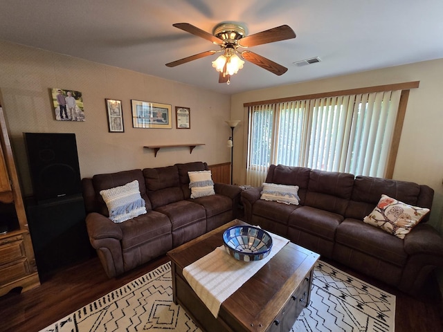 4910 143rd Pl, Midlothian, IL 60445 - living area with a ceiling fan and wood finished floors