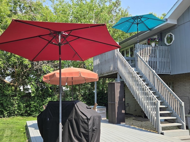 4910 143rd Pl, Midlothian, IL 60445 - wooden deck featuring stairway and grilling area