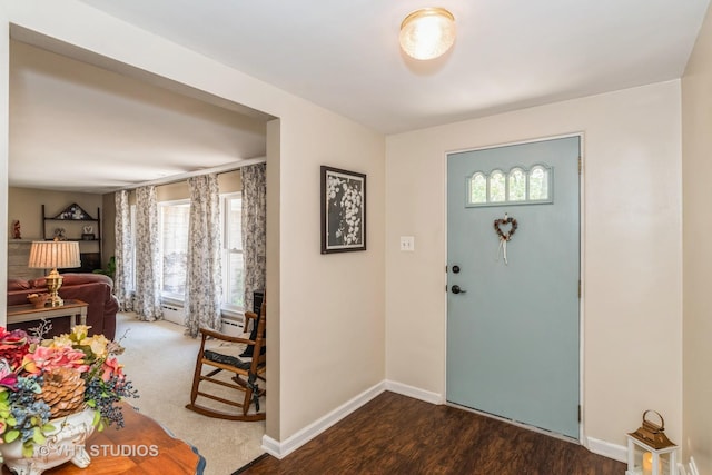 7807 Pershing Blvd, Kenosha, WI 53142 - foyer featuring baseboards and dark wood-style floors