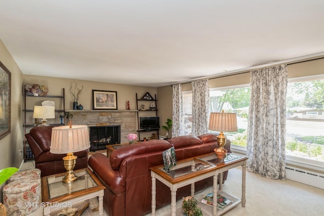 7807 Pershing Blvd, Kenosha, WI 53142 - carpeted living room featuring a fireplace