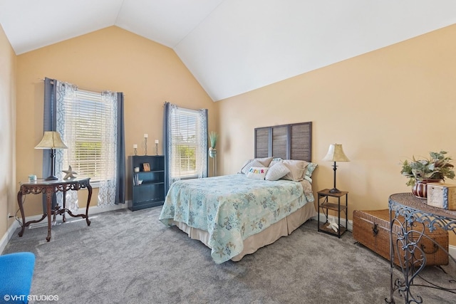 13008 Rockfish Ln, Plainfield, IL 60585 - carpeted bedroom featuring lofted ceiling and baseboards