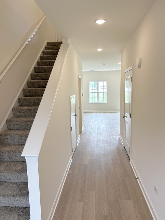 5400 135th St Unit 5406, Crestwood, IL 60418 - corridor featuring light wood finished floors, stairs, and recessed lighting