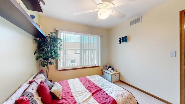 2834 Shelly Ln, Aurora, IL 60504 - bedroom with carpet flooring, baseboards, and a ceiling fan