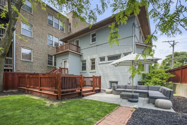 1419 W Birchwood Ave, Chicago, IL 60626 - rear view of property featuring an outdoor hangout area, a deck, a patio area, and brick siding
