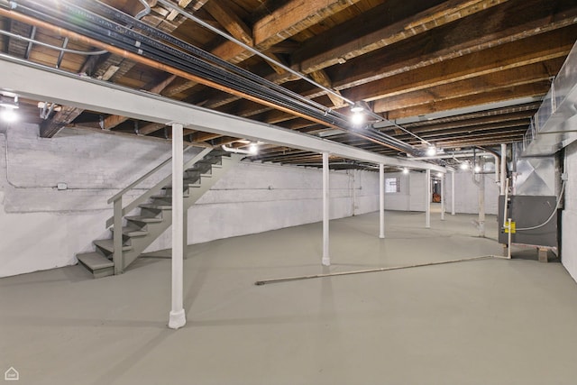 1928 W 21st St, Chicago, IL 60608 - unfinished below grade area featuring stairs and heating unit