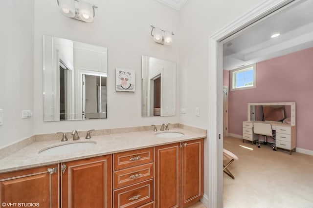 1219 Parkside Ln, Deerfield, IL 60015 - full bath with double vanity and baseboards