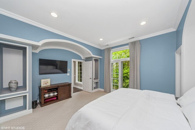 1219 Parkside Ln, Deerfield, IL 60015 - bedroom with carpet flooring, recessed lighting, and crown molding