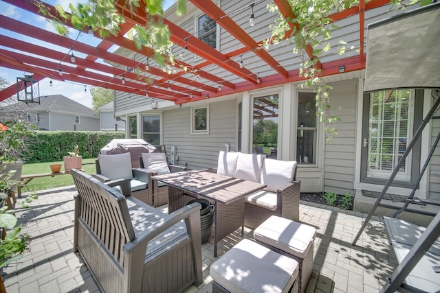 4227 N Walnut Ave, Arlington Heights, IL 60004 - view of patio featuring outdoor dining space, a pergola, an outdoor hangout area, and a grill