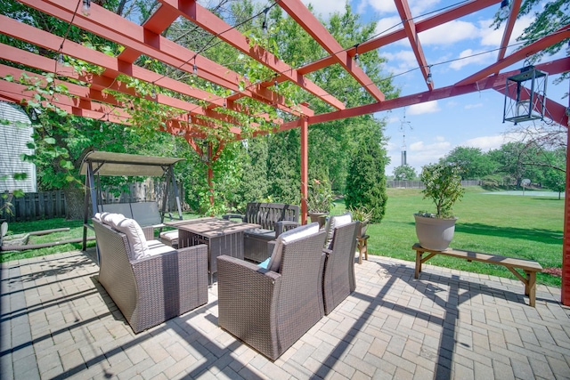 4227 N Walnut Ave, Arlington Heights, IL 60004 - view of patio / terrace with a pergola, outdoor dining space, and an outdoor living space