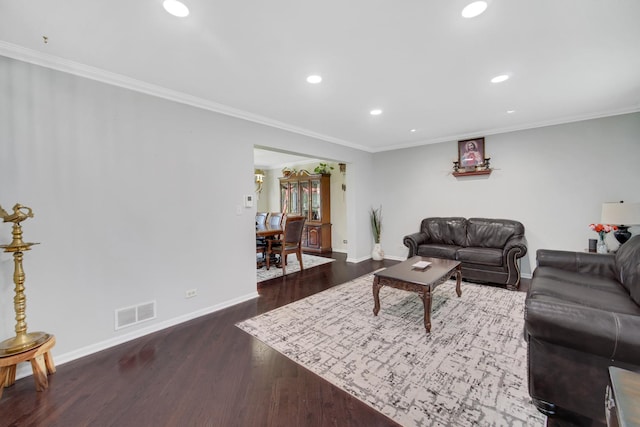 4227 N Walnut Ave, Arlington Heights, IL 60004 - living area with recessed lighting, dark wood-style floors, and crown molding
