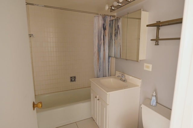 4410 W 111th St Unit 201, Oak Lawn, IL 60453 - full bathroom featuring vanity, shower / bath combination with curtain, toilet, and tile patterned floors