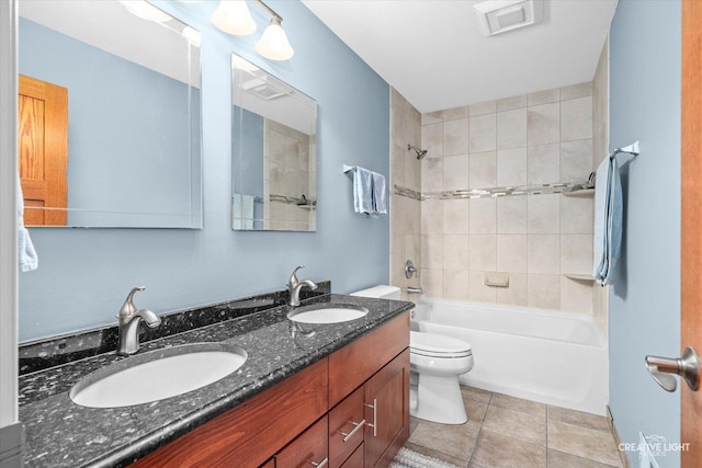 431 Blue Ridge Ct, Oswego, IL 60543 - full bath featuring double vanity, bathtub / shower combination, and tile patterned floors