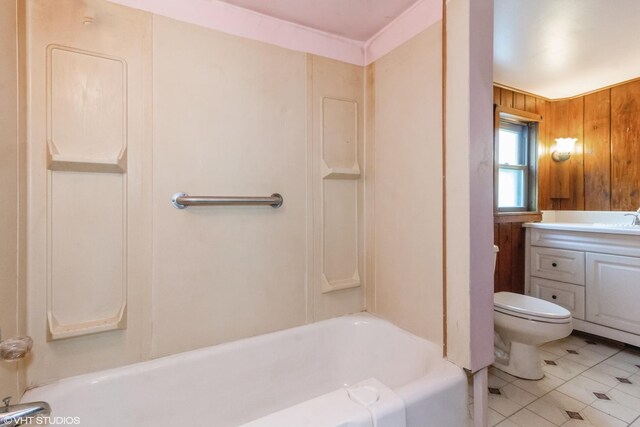 509 Sherman Ave, Aurora, IL 60505 - full bathroom featuring vanity and wood walls