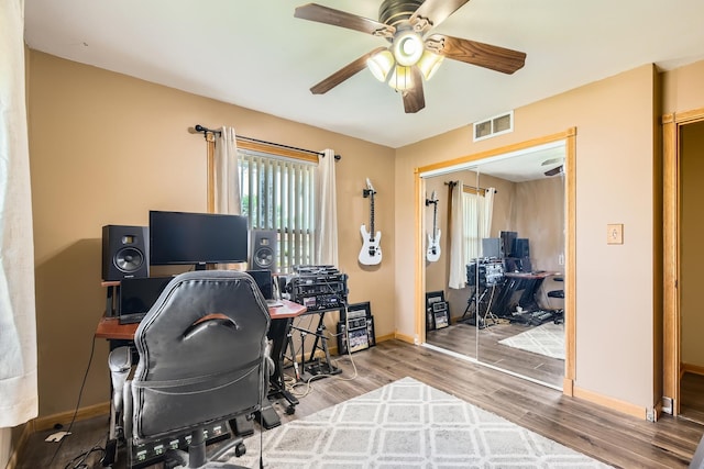 9001 Mobile Ave, Oak Lawn, IL 60453 - office with a ceiling fan and wood finished floors
