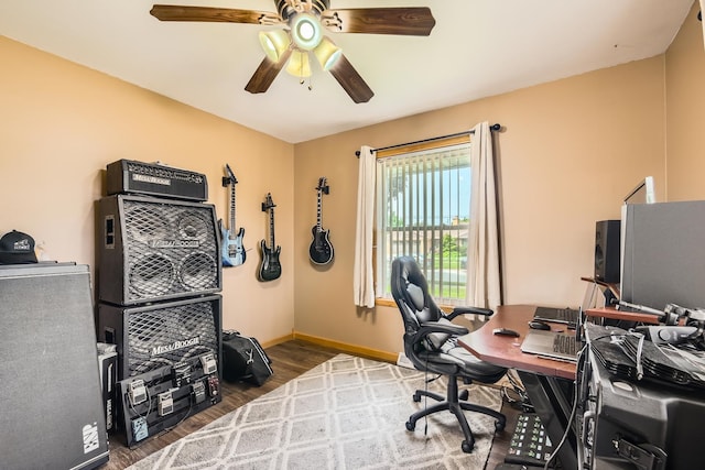 9001 Mobile Ave, Oak Lawn, IL 60453 - office area with wood finished floors and a ceiling fan