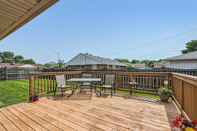 9001 Mobile Ave, Oak Lawn, IL 60453 - wooden deck with a fenced backyard, outdoor dining space, and a residential view