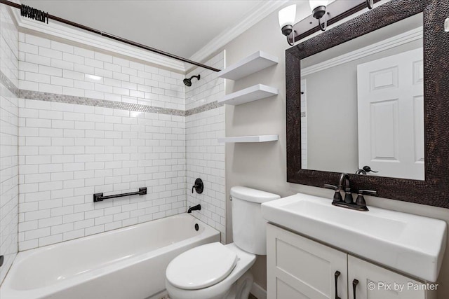 5502 Thelen Ave, Mchenry, IL 60050 - bathroom with ornamental molding, shower / washtub combination, and vanity
