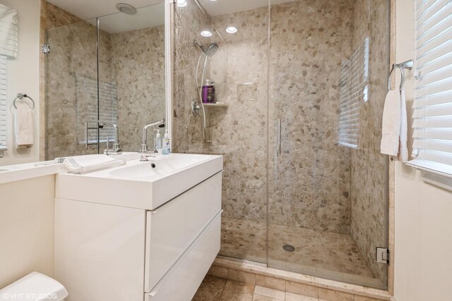 10901 W 131st St, Orland Park, IL 60467 - full bath with a stall shower, vanity, tile patterned flooring, and recessed lighting