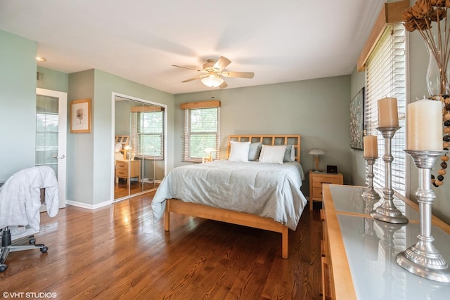 10901 W 131st St, Orland Park, IL 60467 - bedroom featuring wood finished floors, a closet, and ceiling fan